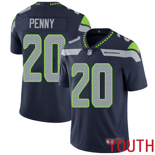 Seattle Seahawks Limited Navy Blue Youth Rashaad Penny Home Jersey NFL Football #20 Vapor Untouchable